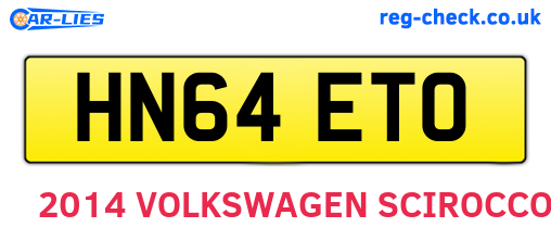 HN64ETO are the vehicle registration plates.