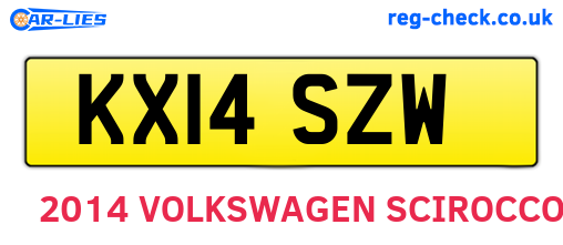 KX14SZW are the vehicle registration plates.