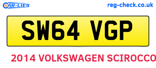 SW64VGP are the vehicle registration plates.