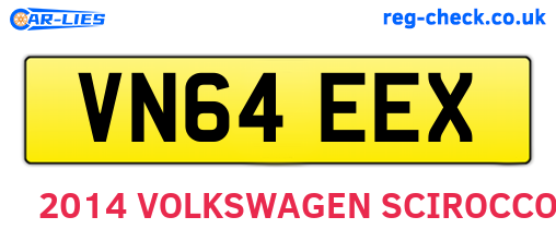VN64EEX are the vehicle registration plates.