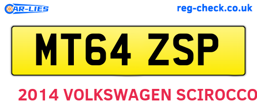 MT64ZSP are the vehicle registration plates.