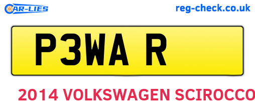 P3WAR are the vehicle registration plates.