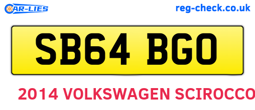 SB64BGO are the vehicle registration plates.