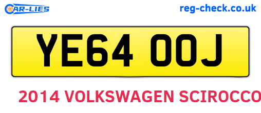 YE64OOJ are the vehicle registration plates.