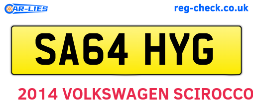 SA64HYG are the vehicle registration plates.