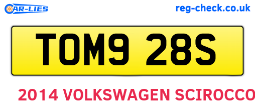 TOM928S are the vehicle registration plates.