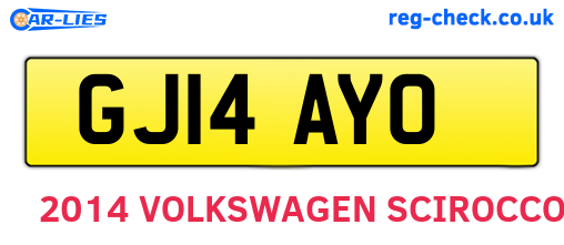 GJ14AYO are the vehicle registration plates.