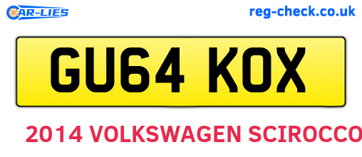 GU64KOX are the vehicle registration plates.