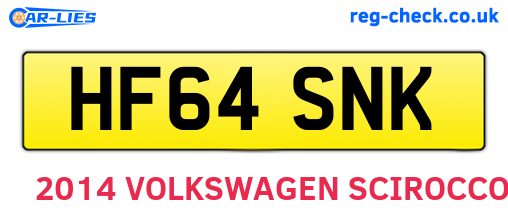 HF64SNK are the vehicle registration plates.
