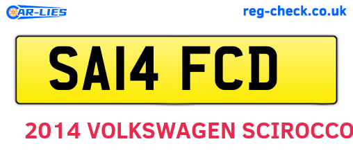 SA14FCD are the vehicle registration plates.
