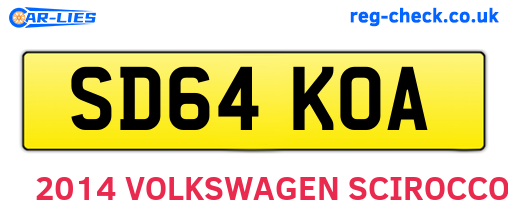 SD64KOA are the vehicle registration plates.