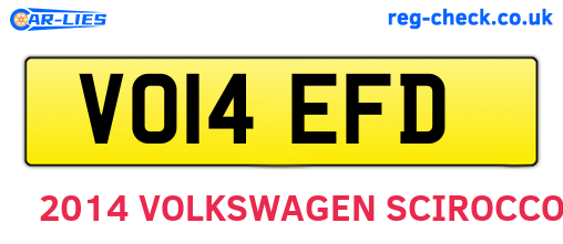 VO14EFD are the vehicle registration plates.