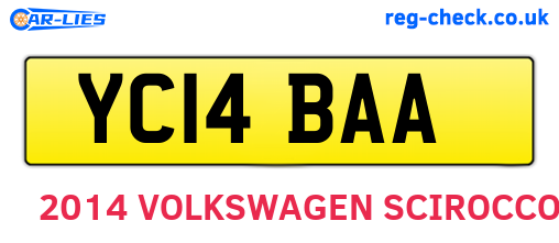 YC14BAA are the vehicle registration plates.
