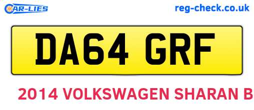 DA64GRF are the vehicle registration plates.