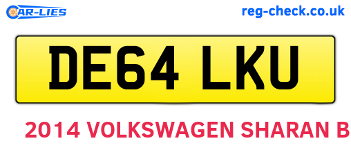DE64LKU are the vehicle registration plates.