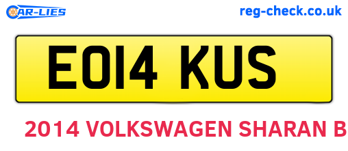 EO14KUS are the vehicle registration plates.