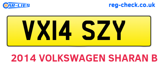 VX14SZY are the vehicle registration plates.