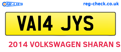 VA14JYS are the vehicle registration plates.