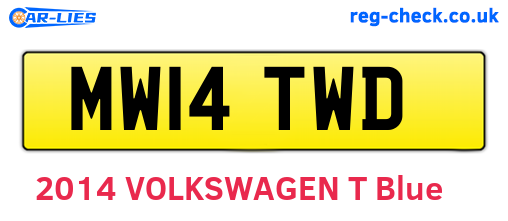 MW14TWD are the vehicle registration plates.
