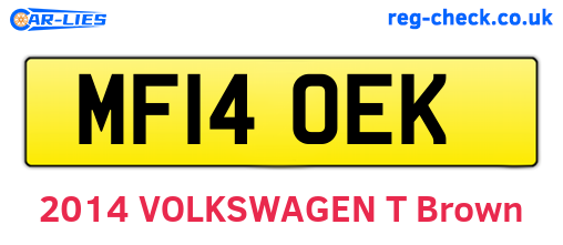 MF14OEK are the vehicle registration plates.