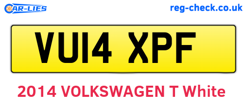 VU14XPF are the vehicle registration plates.