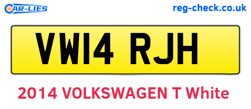 VW14RJH are the vehicle registration plates.