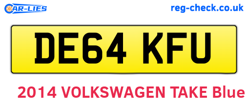 DE64KFU are the vehicle registration plates.