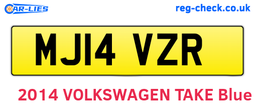 MJ14VZR are the vehicle registration plates.