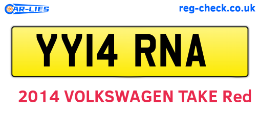 YY14RNA are the vehicle registration plates.