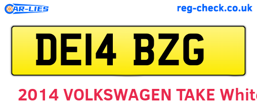 DE14BZG are the vehicle registration plates.