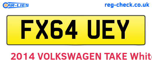 FX64UEY are the vehicle registration plates.
