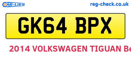 GK64BPX are the vehicle registration plates.