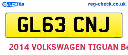 GL63CNJ are the vehicle registration plates.