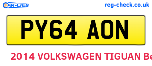 PY64AON are the vehicle registration plates.