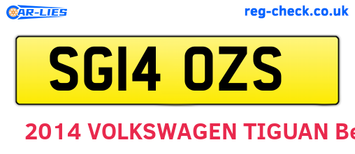 SG14OZS are the vehicle registration plates.
