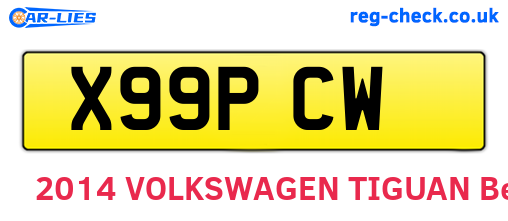 X99PCW are the vehicle registration plates.