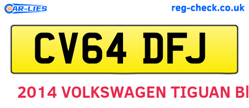 CV64DFJ are the vehicle registration plates.
