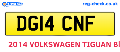DG14CNF are the vehicle registration plates.