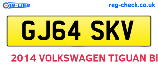 GJ64SKV are the vehicle registration plates.