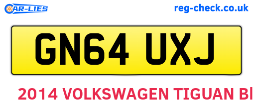 GN64UXJ are the vehicle registration plates.