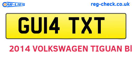 GU14TXT are the vehicle registration plates.