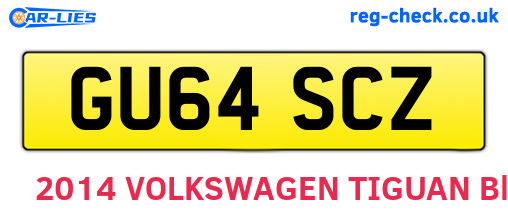GU64SCZ are the vehicle registration plates.