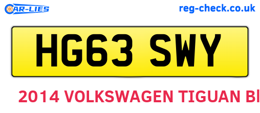 HG63SWY are the vehicle registration plates.