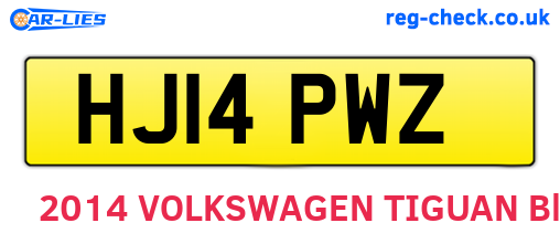 HJ14PWZ are the vehicle registration plates.