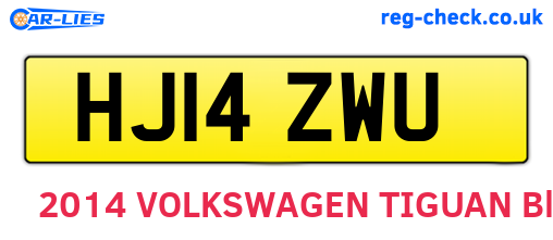 HJ14ZWU are the vehicle registration plates.