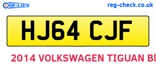 HJ64CJF are the vehicle registration plates.
