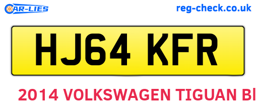 HJ64KFR are the vehicle registration plates.