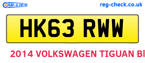 HK63RWW are the vehicle registration plates.