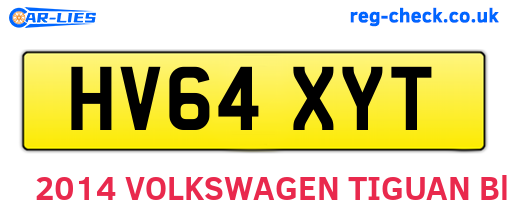 HV64XYT are the vehicle registration plates.