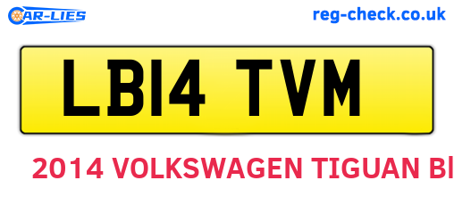 LB14TVM are the vehicle registration plates.